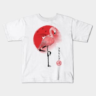 Flamingo sumi-e Kids T-Shirt